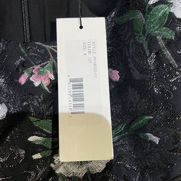 PRABAL GURUNG Dress Womens Size 8 Black Floral Print‎ Sleeveless Dress Shimmer - Picture 4 of 6